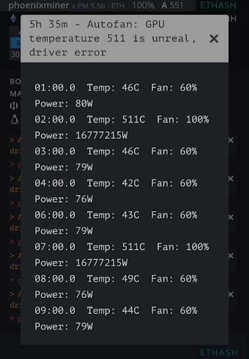 GPU temperature 511 is unreal terminal
